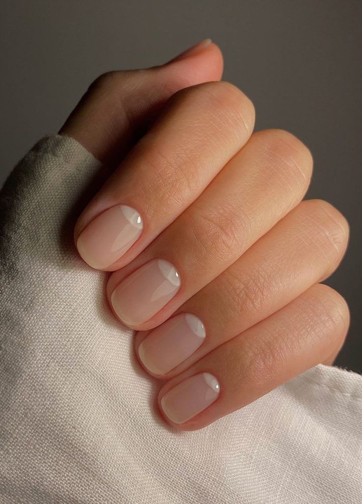 Nude Crescent Moon Accent Nude Crescent Moon Accent β Old Money Winter Nails