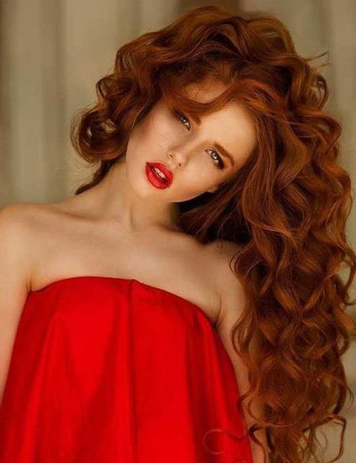 Vibrant Deep Red Cascading Curls Vibrant Deep Red Cascading Curls β Winter Red Hair Colors