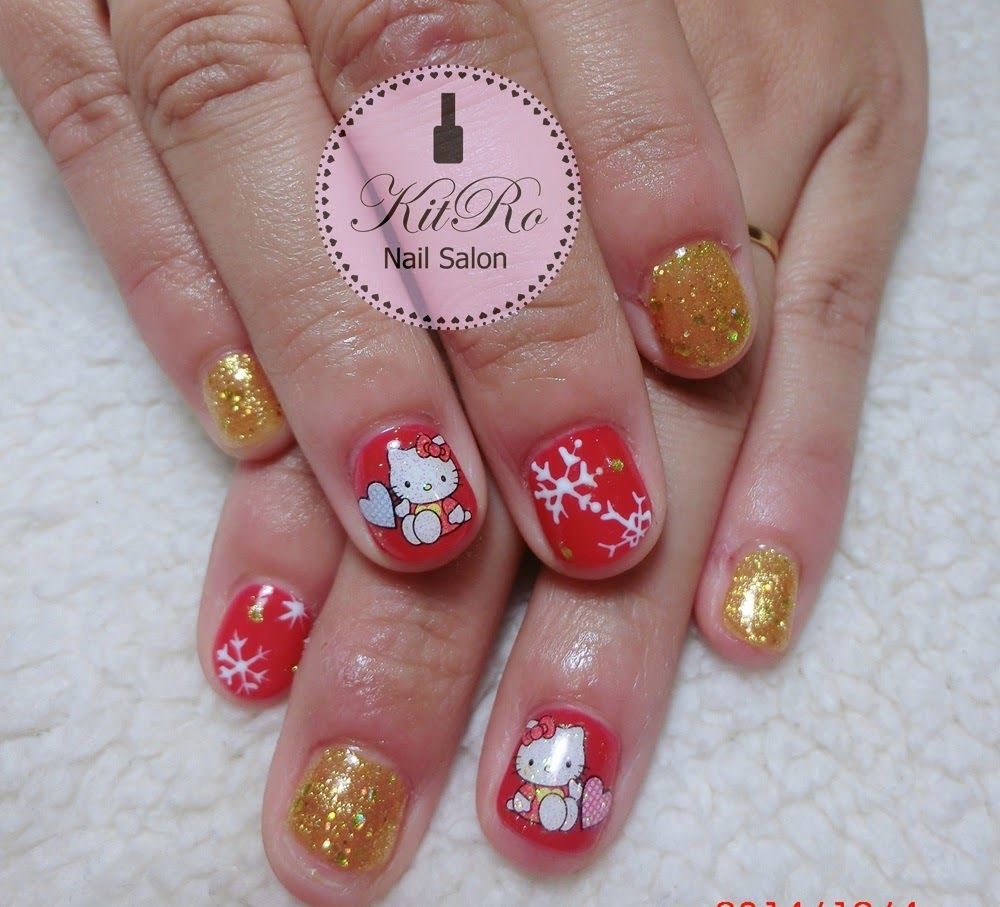 Glossy Red Hello Kitty Snowflake Nails Glossy Red Hello Kitty Snowflake Nails β Hello Kitty Christmas Nails 2026