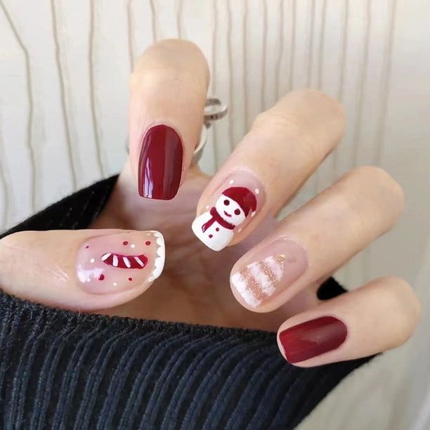 Matte Clear Festive Art Nails — Cute Winter Nails