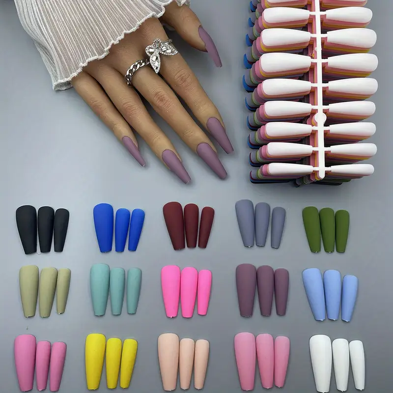 Assorted Matte Colors Long Coffin Nails Assorted Matte Colors Long Coffin Nails β Winter Matte Nails