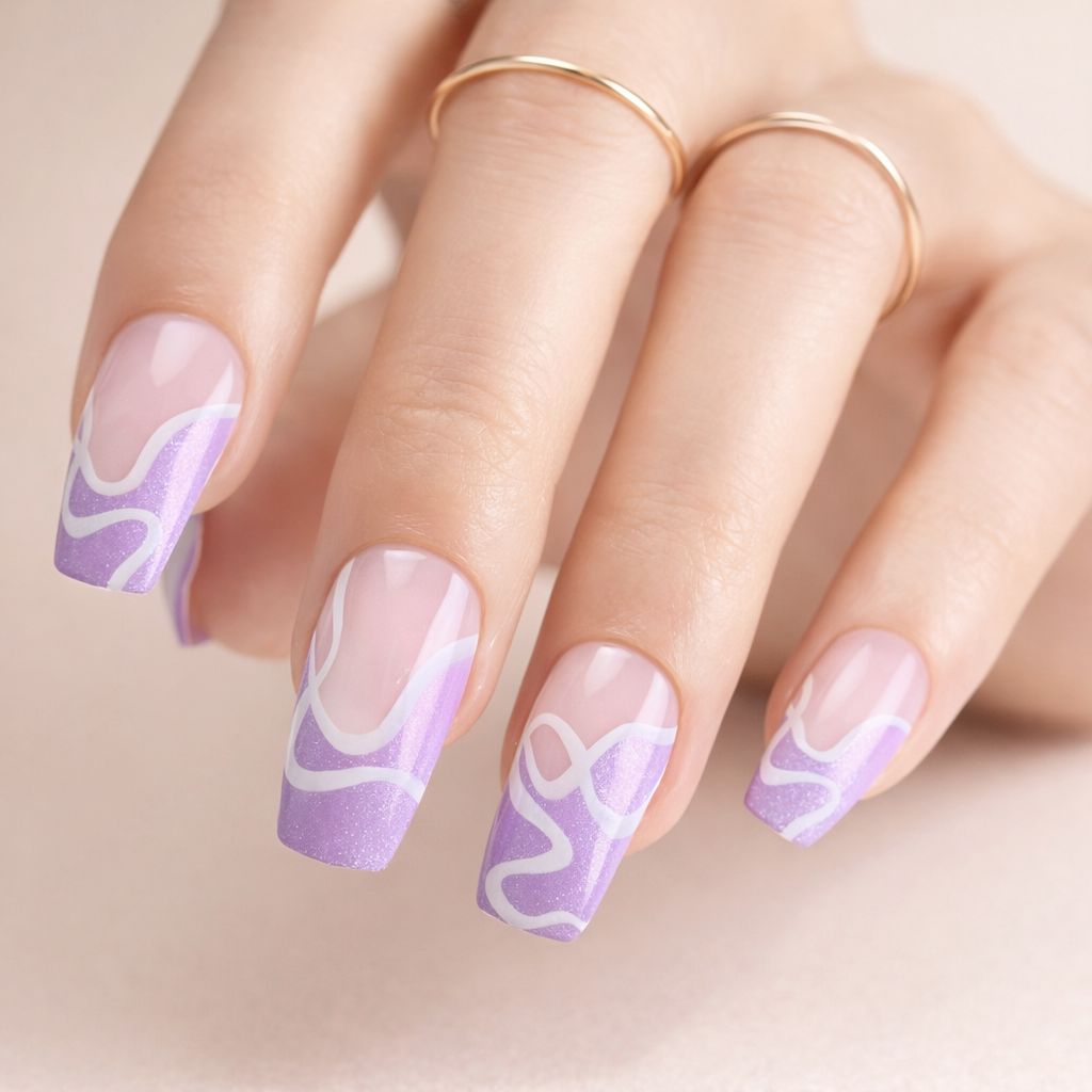 One Hand Close-Up Visual Idea — Winter Purple Nails