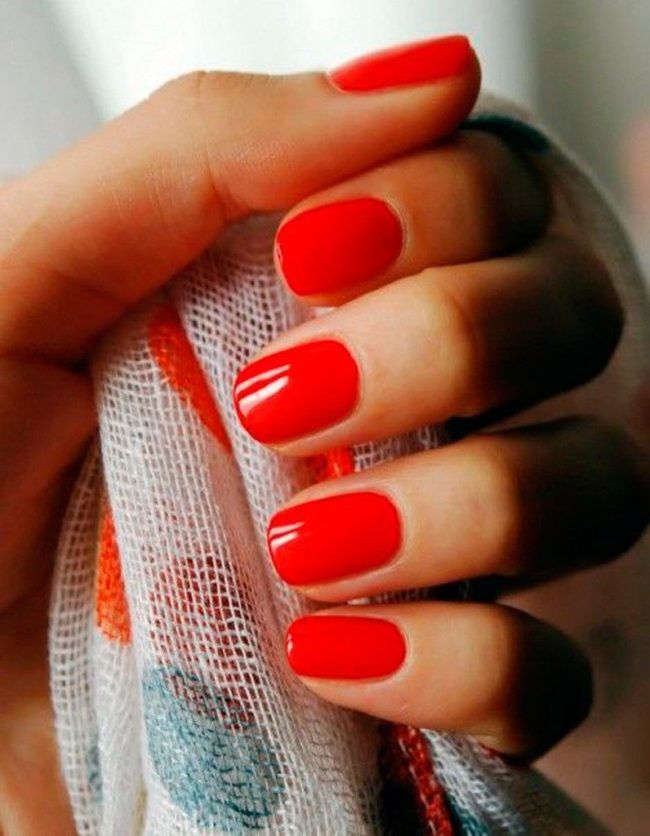Vibrant Glossy Red Short Oval Nails Vibrant Glossy Red Short Oval Nails β Short Winter Gel Nails