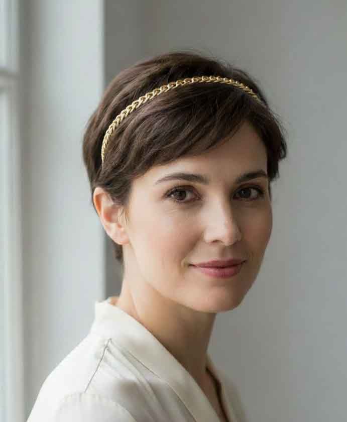 Dark Brown Pixie With Textured Side Bangs — The Hair Is Fine And Appears Air-Dried — Short Winter Haircuts