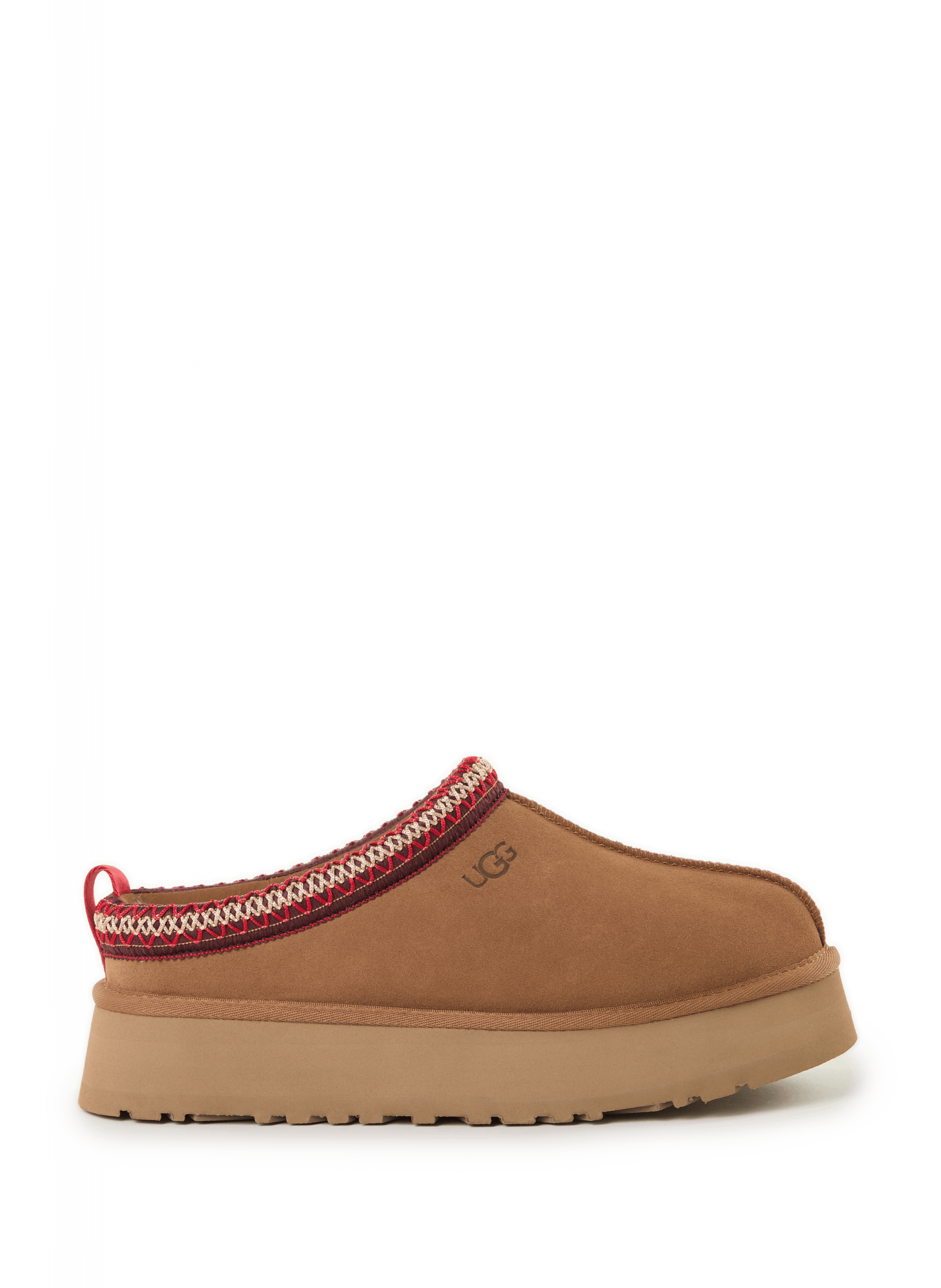 UGG Tazz Platform Slippers with Red and Beige Trim UGG Tazz Platform Slippers with Red and Beige Trim β Ugg Slippers Outfits