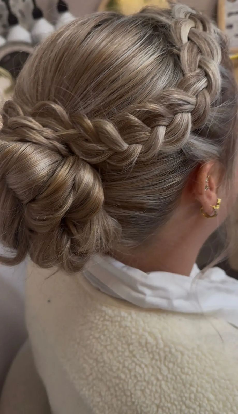 Sculpted Braided Updo On Ash Blonde — Winter Date Night Hairstyles