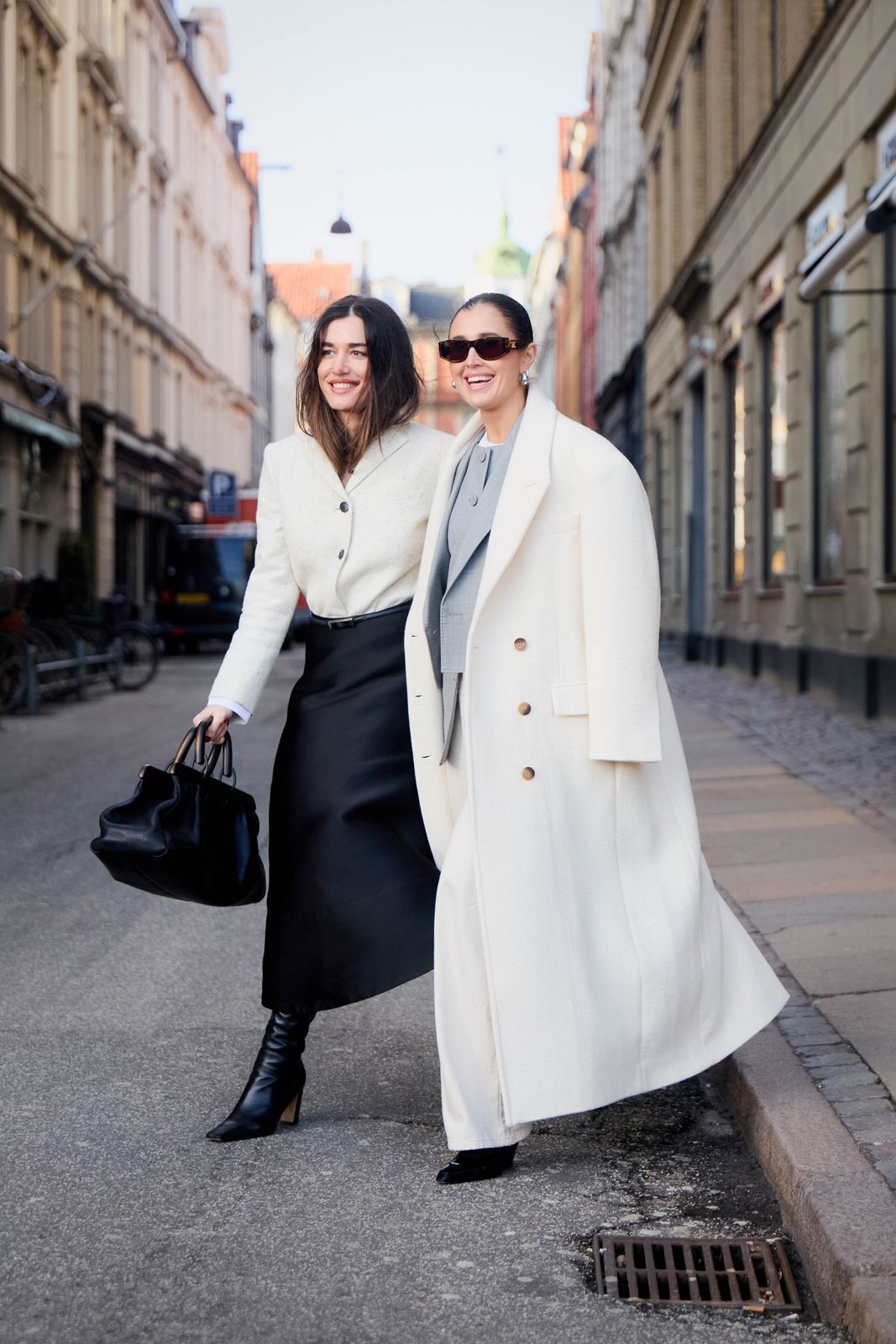 Oversized Cream Coat Paired with Midi Skirt and Boots — January Outfits