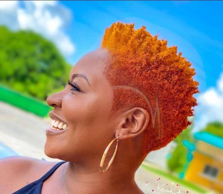 Textured Mohawk In Orange And Yellow Textured Mohawk In Orange And Yellow β Winter Hair Colors for Black Women
