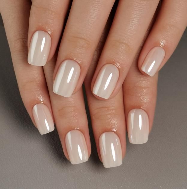 Milky Beige Sheer Glossy Nails Milky Beige Sheer Glossy Nails β New Years Square Nails 2027