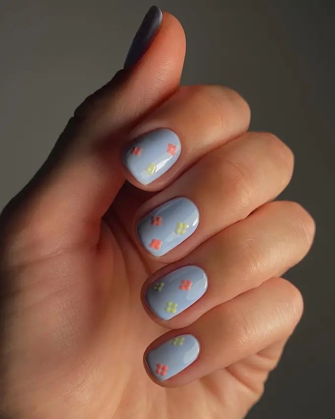 Small Flowers On All Nails Visual Idea Small Flowers On All Nails Visual Idea β Simple Short Winter Nails