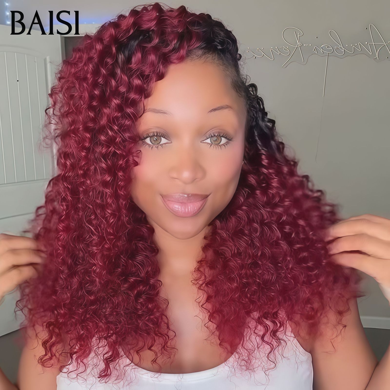 Rich Burgundy Curls With Dark Roots Rich Burgundy Curls With Dark Roots β Burgundy Hair Color