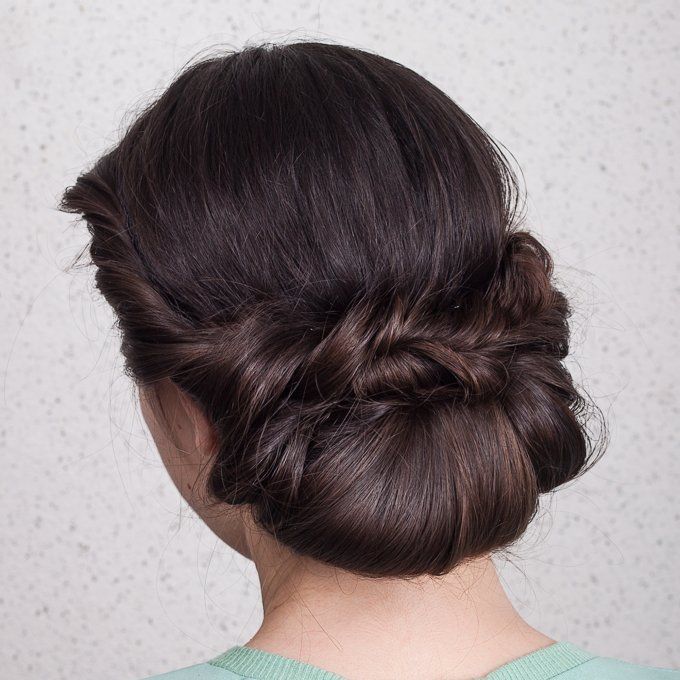 Dark Brown Smooth Low Chignon Dark Brown Smooth Low Chignon β Winter Formal Hairstyles