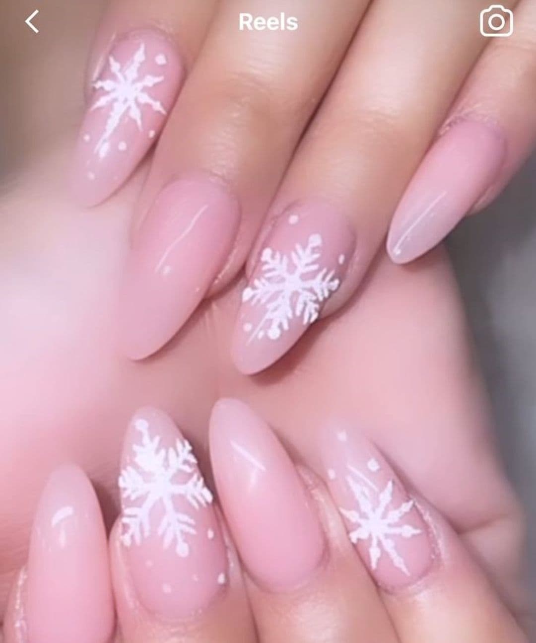 Milky Pink Stiletto With 3D Snowflakes Milky Pink Stiletto With 3D Snowflakes β Winter Pink Nails