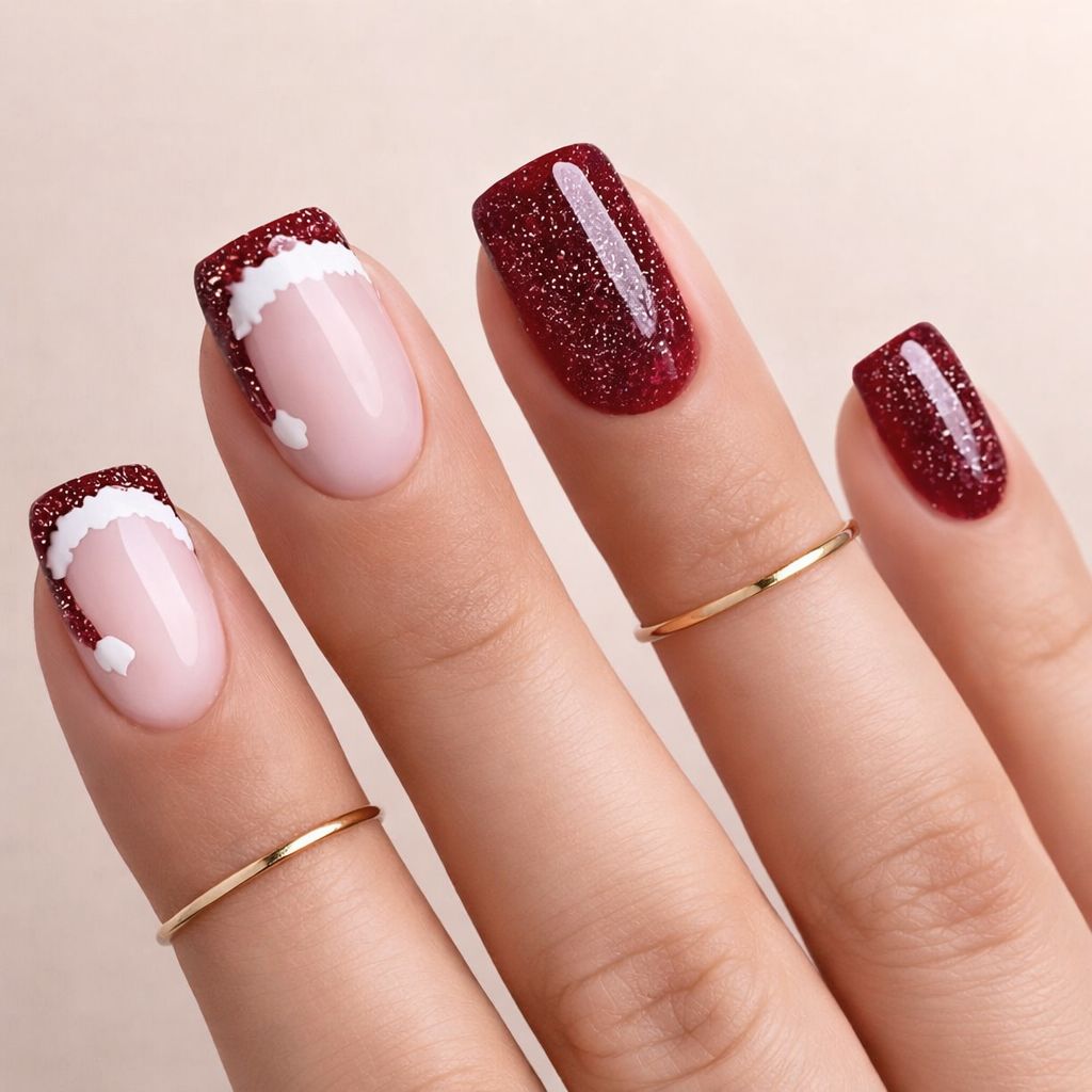Glossy With Glitter Visual Idea Glossy With Glitter Visual Idea β Short Winter Coffin Nails