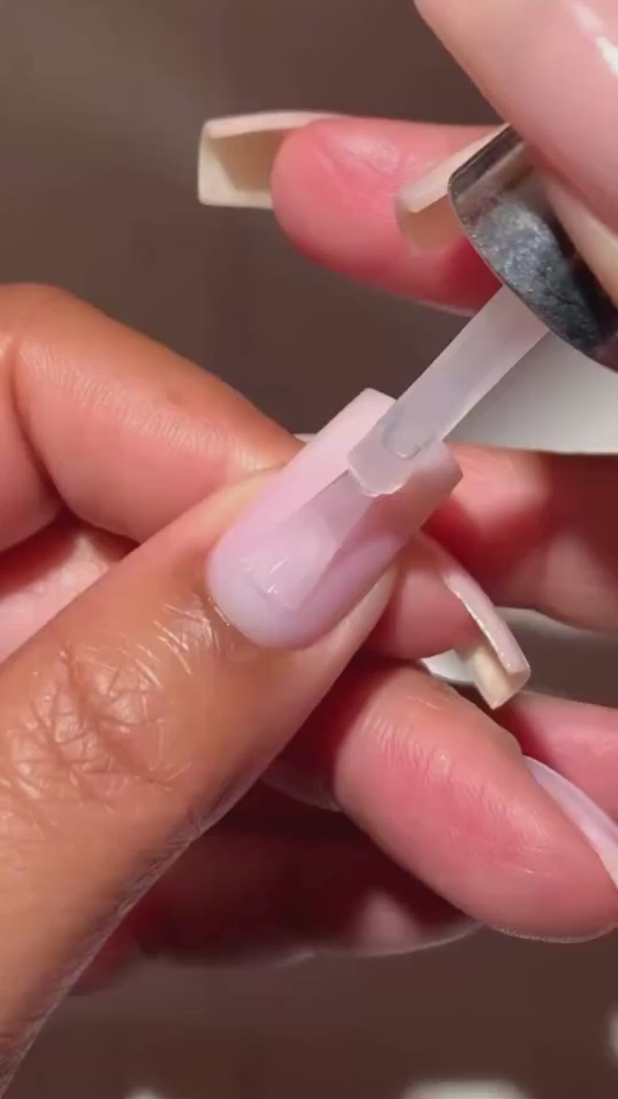 Milky Pink French Tip Medium Almond Nails — Winter Dip Powder Nails