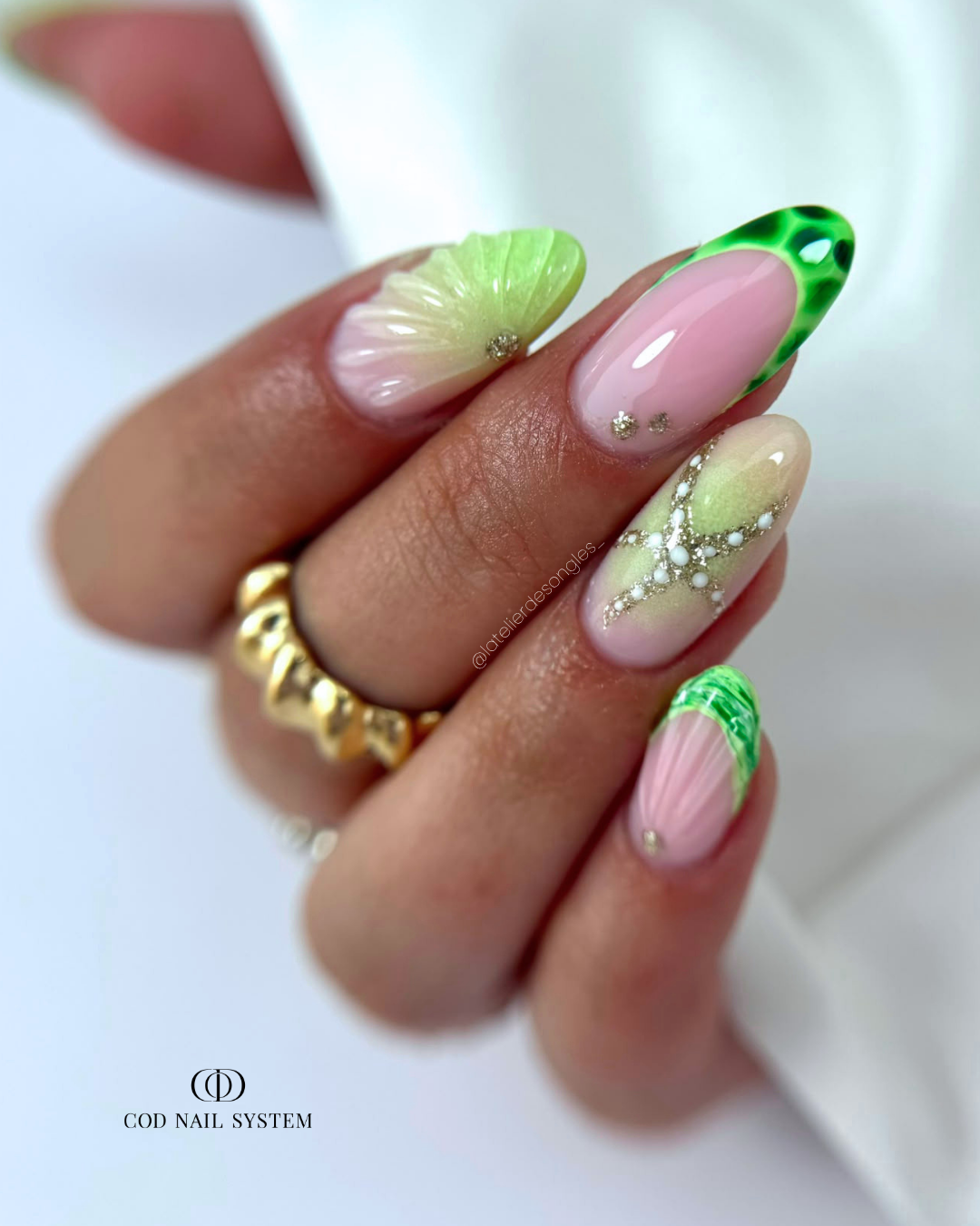Green French Tip Starfish Almond Nails Green French Tip Starfish Almond Nails β Holiday Nails 2026