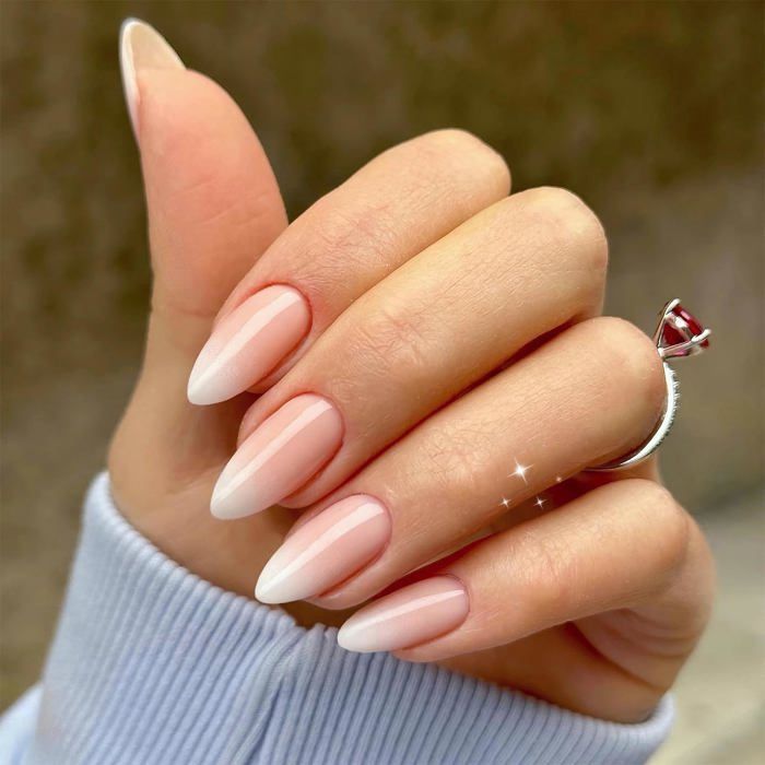Seamless French Ombre Winter Nails Seamless French Ombre Winter Nails β Medium Winter Almond Nails