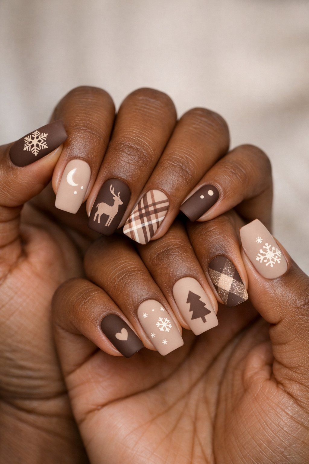 Matte Winter Nail Art Almond Nails Matte Winter Nail Art Almond Nails β Winter Nail Colors for Dark Skin