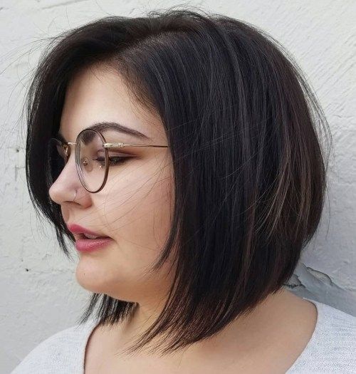 Dark Brown Chin Bob With Inward Ends Dark Brown Chin Bob With Inward Ends β Winter Hairstyles for Plus Size Women