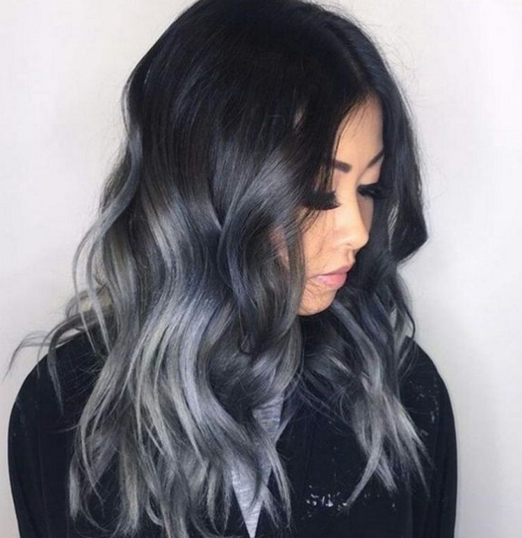 Black Base With Gray And Silver Ombre Visual Idea — Winter Hair Colors for Gray Hair