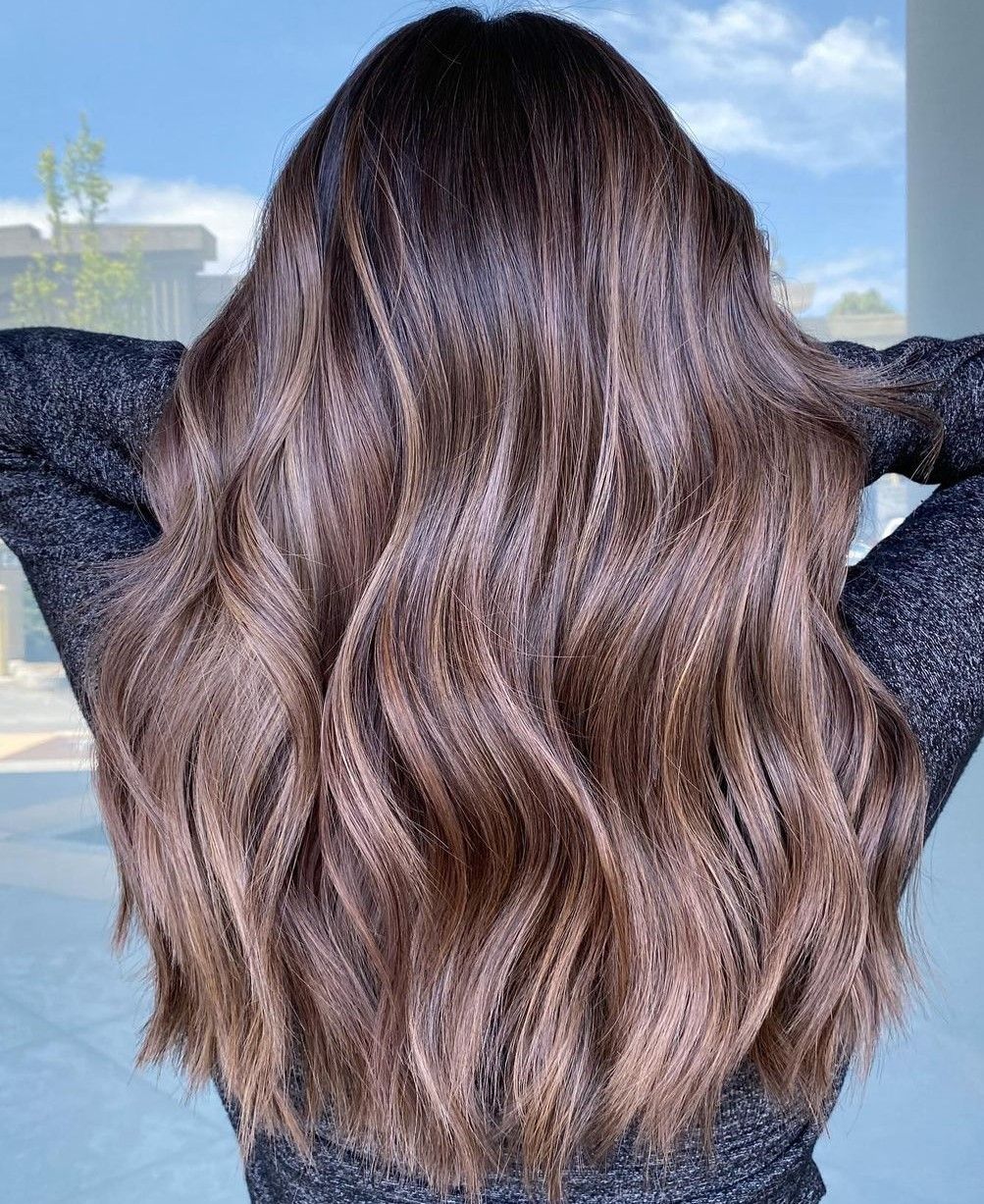 Collarbone Lob With Ash Blonde Highlights Collarbone Lob With Ash Blonde Highlights β Mushroom Brown Hair