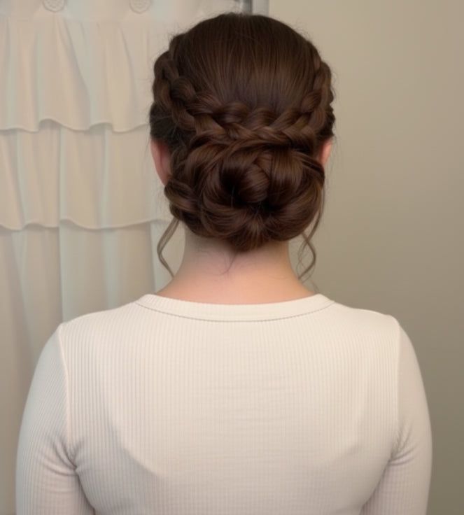 Intricate Braided Updo On Dark Brown Hair — Winter Date Night Hairstyles