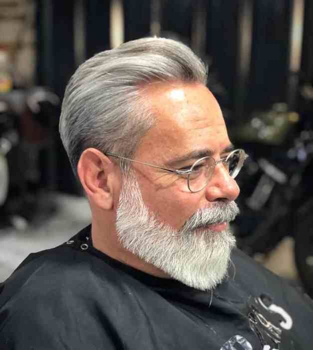 Classic Grey Swept-Back Style — Winter Haircuts for Men