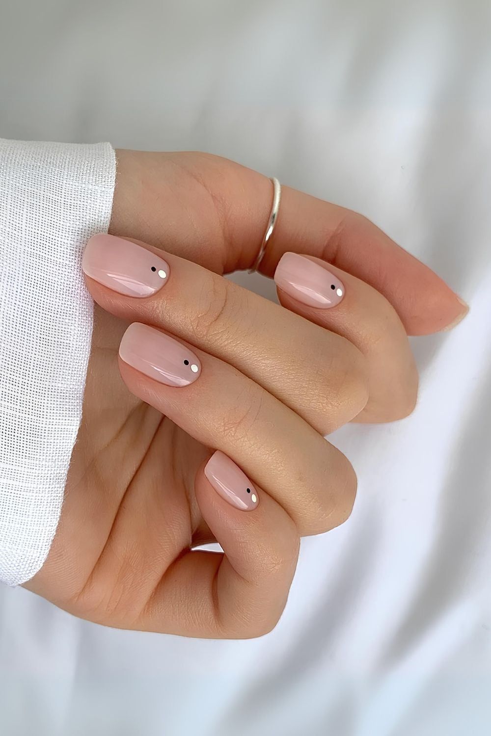 Two Small Black Dots On Accent Nails Visual Idea Two Small Black Dots On Accent Nails Visual Idea β Clean Girl Winter Nails