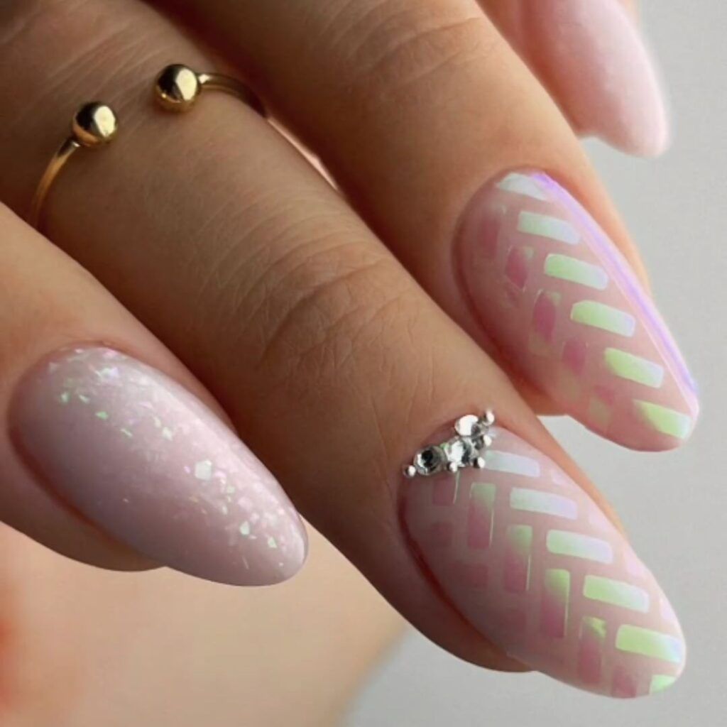 Glossy Iridescent Visual Idea — Pastel Winter Nails