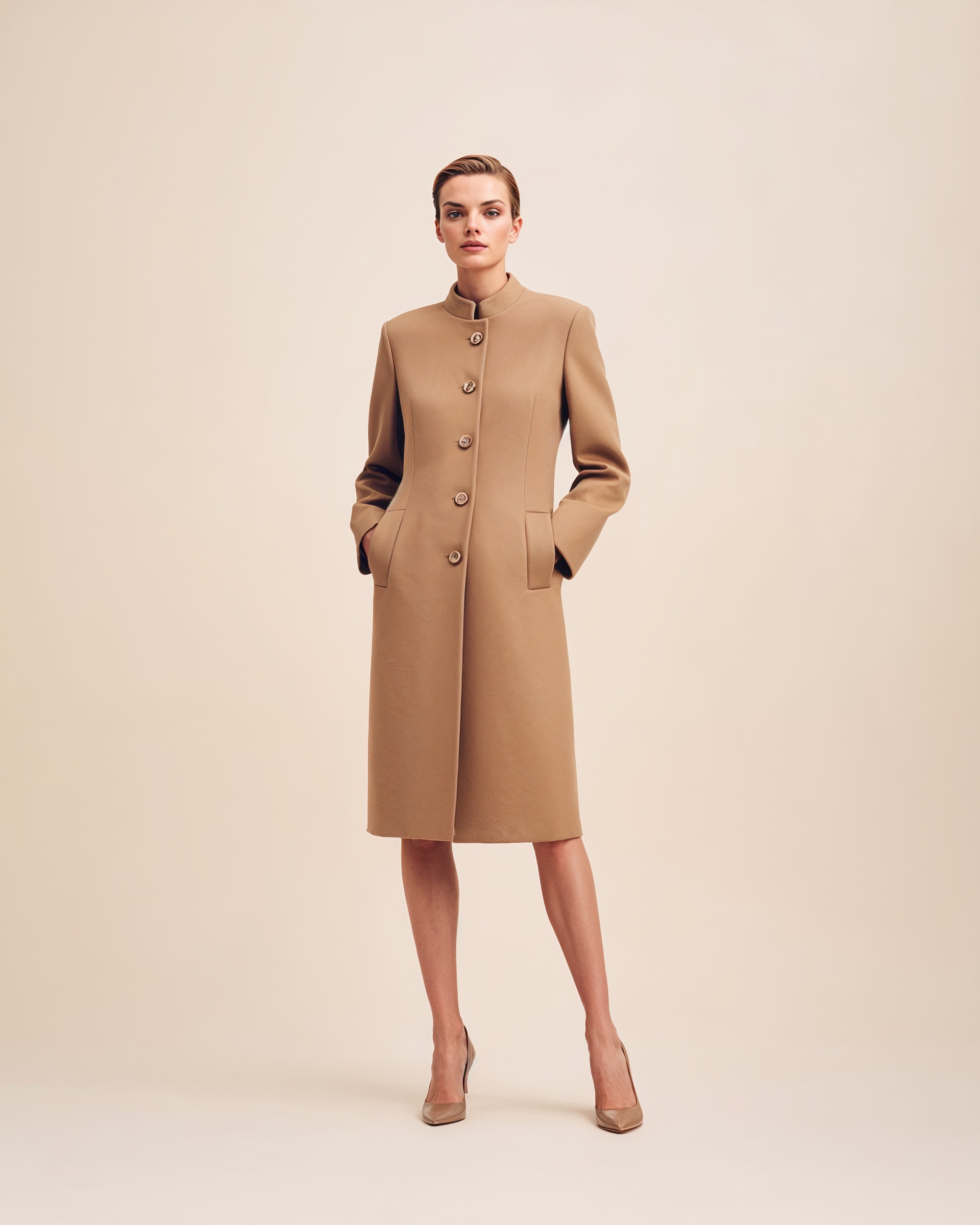 Manteau col officier camel | Sumissura