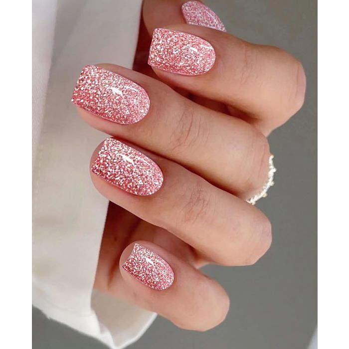 New Year Full Coverage Rose Gold Glitter Short Nails New Year Full Coverage Rose Gold Glitter Short Nails β Sparkly New Years Nails 2027
