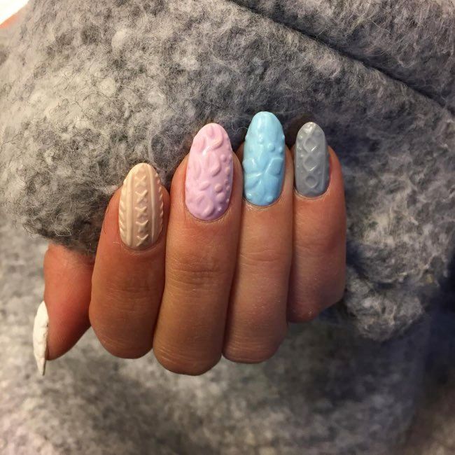 Pastel Matte Textured Knit Nails Pastel Matte Textured Knit Nails β Winter Nail Art