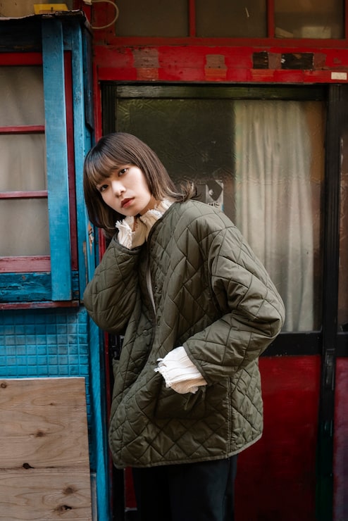 Relaxed Quilted Jacket and Ruffled Blouse Combo Relaxed Quilted Jacket and Ruffled Blouse Combo β Japan Winter Outfits