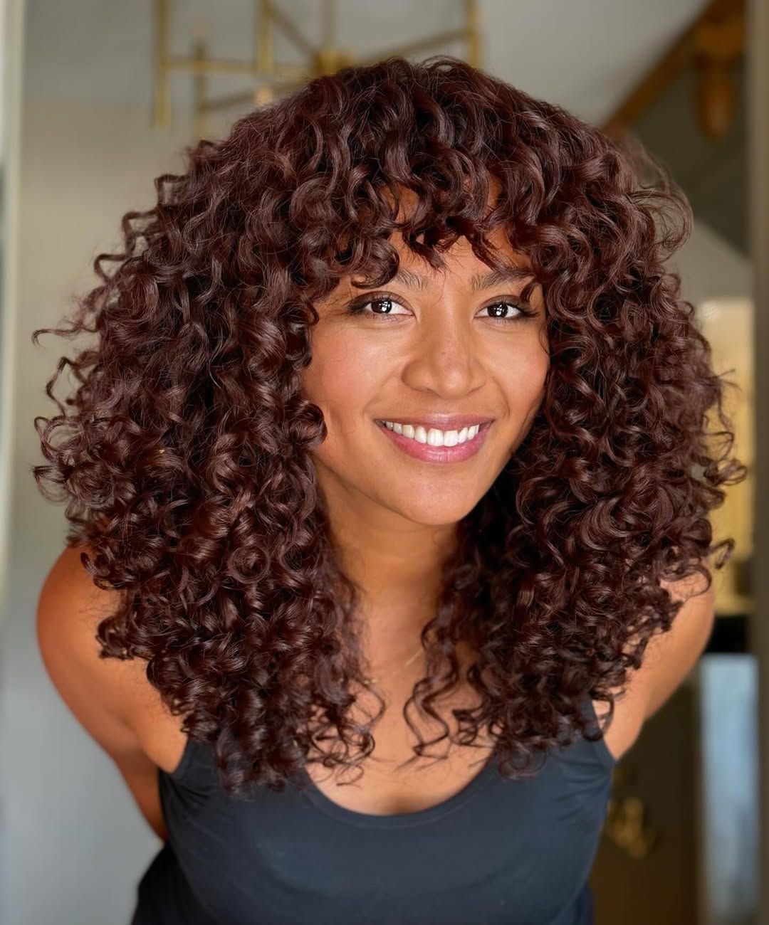 Dark Brown With Auburn Highlights Curls — Winter Hair Colors