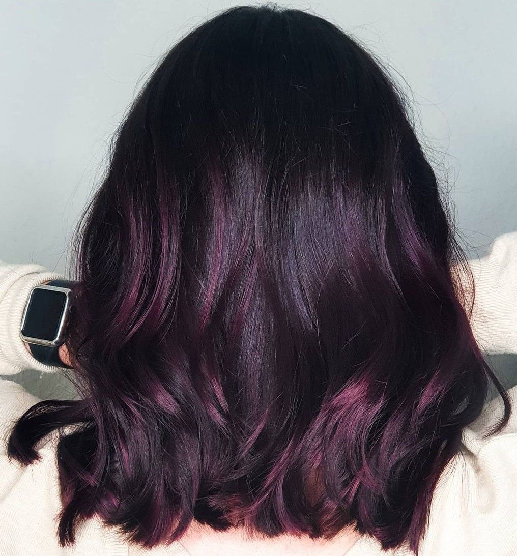 Plum Balayage On Layered Hair Plum Balayage On Layered Hair β Plum Hair Color
