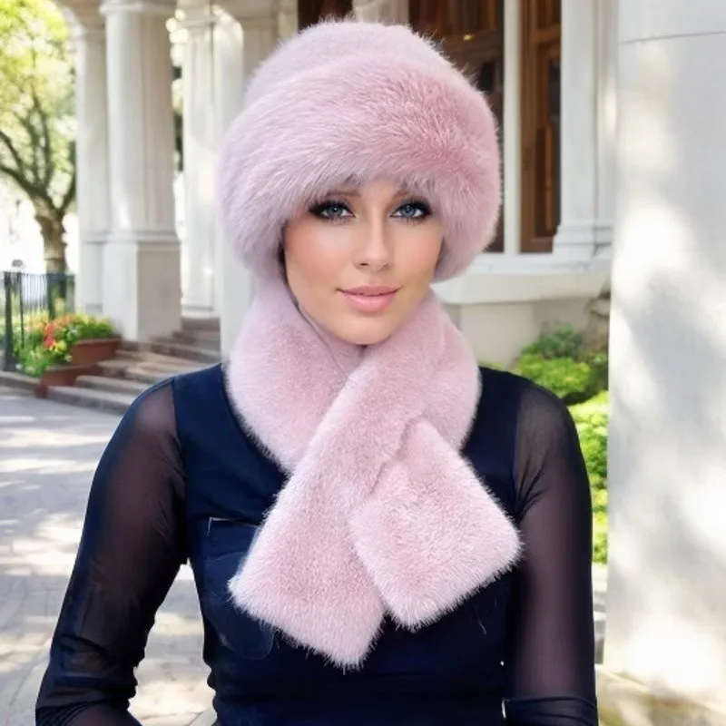 Pale Pink Faux Fur Hat and Scarf with Sheer Top Pale Pink Faux Fur Hat and Scarf with Sheer Top β Fur Hat Outfits