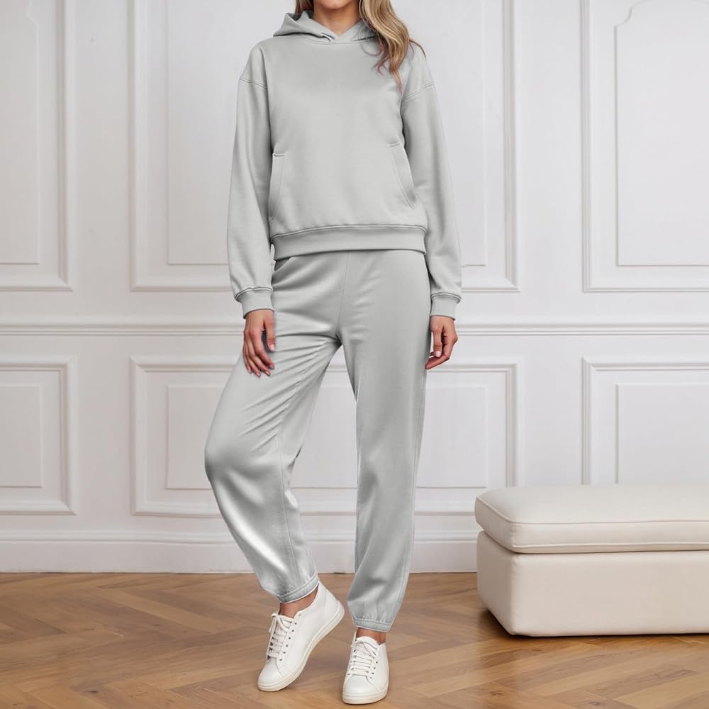 Matching Light Grey Hoodie and Sweatpants for Effortless Athleisure — Winter Workout Outfits