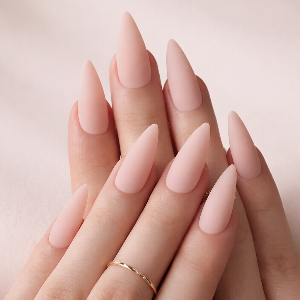 Pale Pink Matte Long Stiletto Nails Pale Pink Matte Long Stiletto Nails β Winter Matte Nails