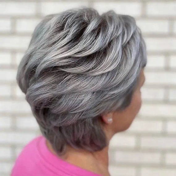Layered Gray Bob Back View Layered Gray Bob Back View β Winter Haircuts for Gray Hair