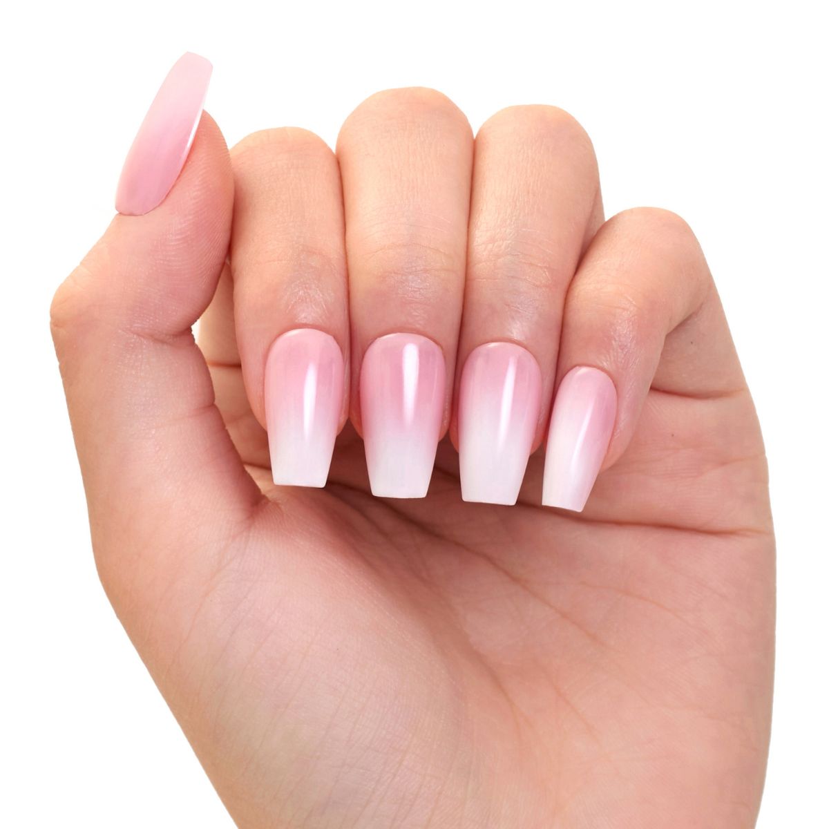 Baby Pink to White Gradient Medium Coffin Nails Baby Pink to White Gradient Medium Coffin Nails β Short Winter Coffin Nails