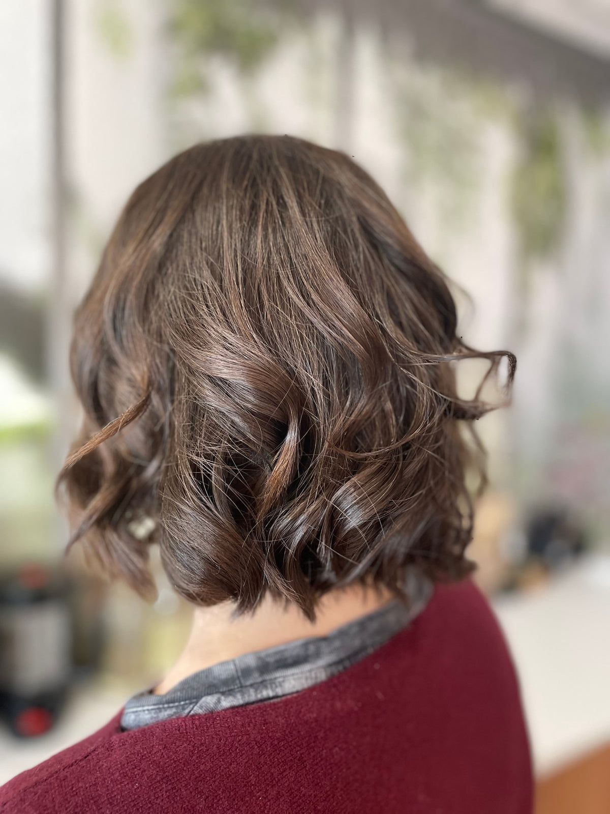 Deep Ash Brown Bob With Soft Waves — Ash Brown Hair
