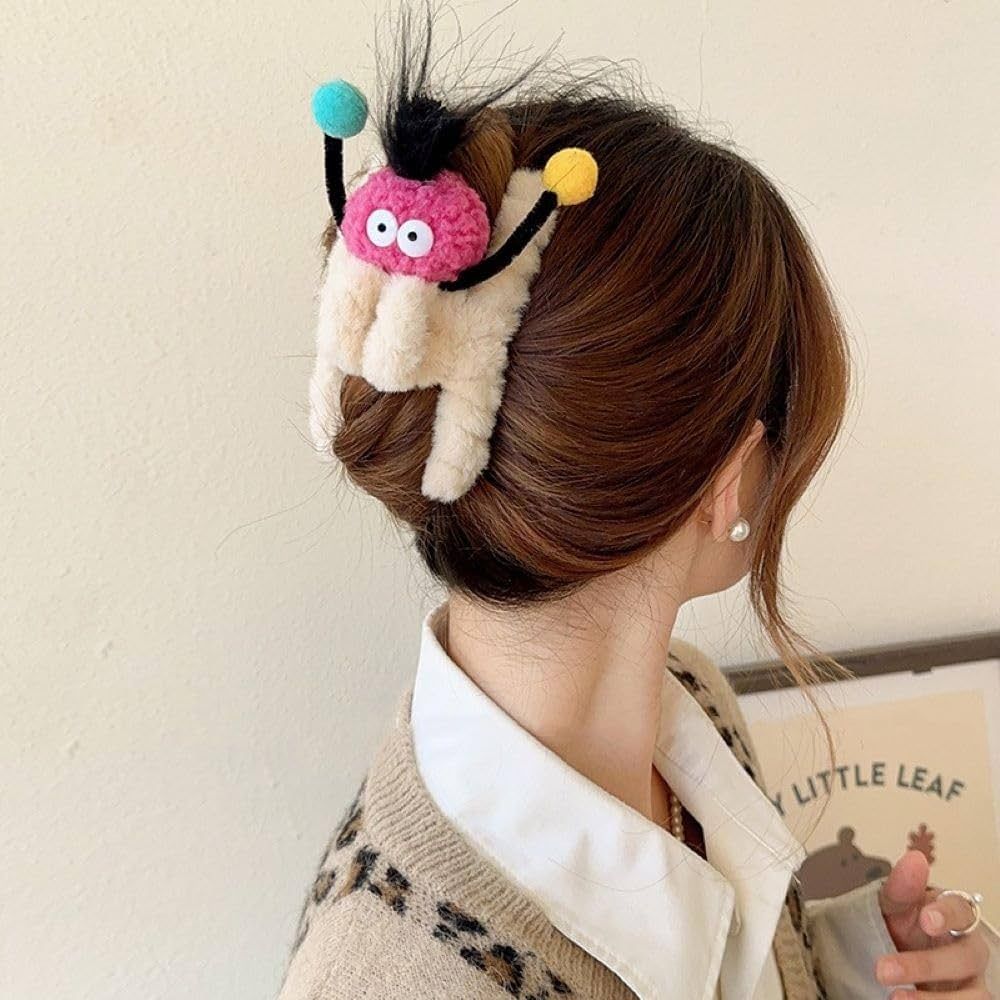 Brown Hair Low Bun With Plush Clip Brown Hair Low Bun With Plush Clip β Cute Winter Hairstyles