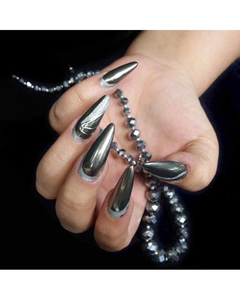 Chrome Glitter Visual Idea Chrome Glitter Visual Idea โ Winter Chrome Nails