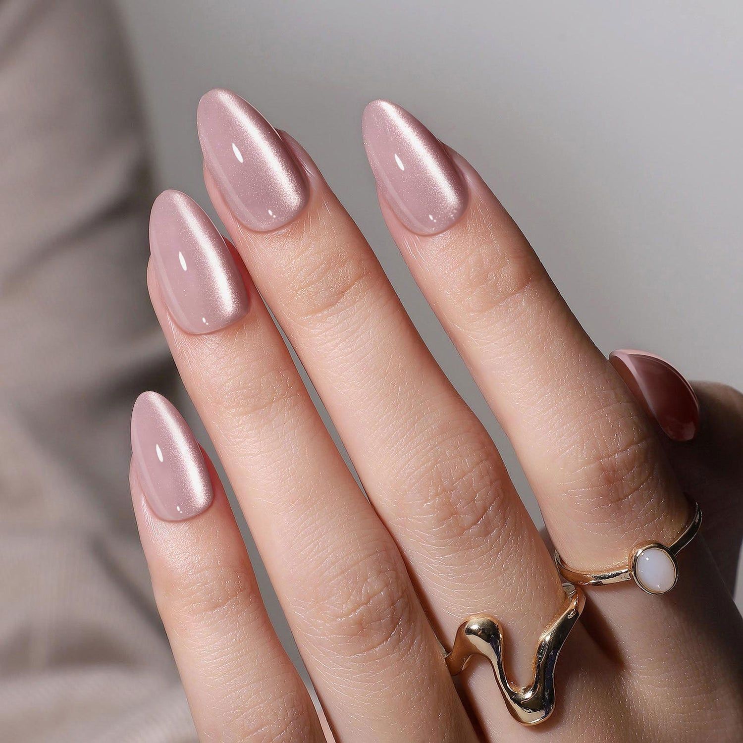 Subtle Shimmer Pale Pink Almonds Subtle Shimmer Pale Pink Almonds β Winter Birthday Nails