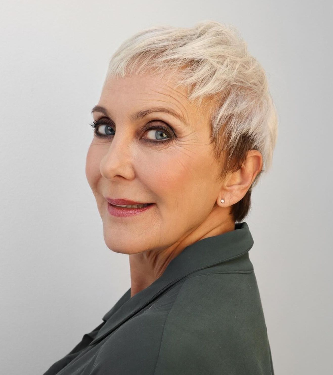 Ash Blonde Pixie With Darker Roots — Winter Hair Colors for Women Over 70