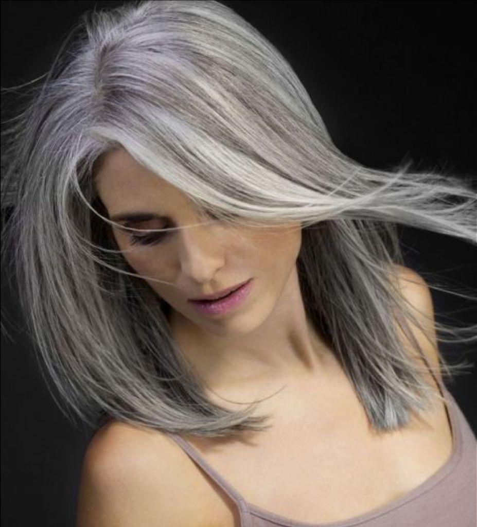 Collarbone Gray Long Bob With Subtle Blonde — Winter Hairstyles for Gray Hair