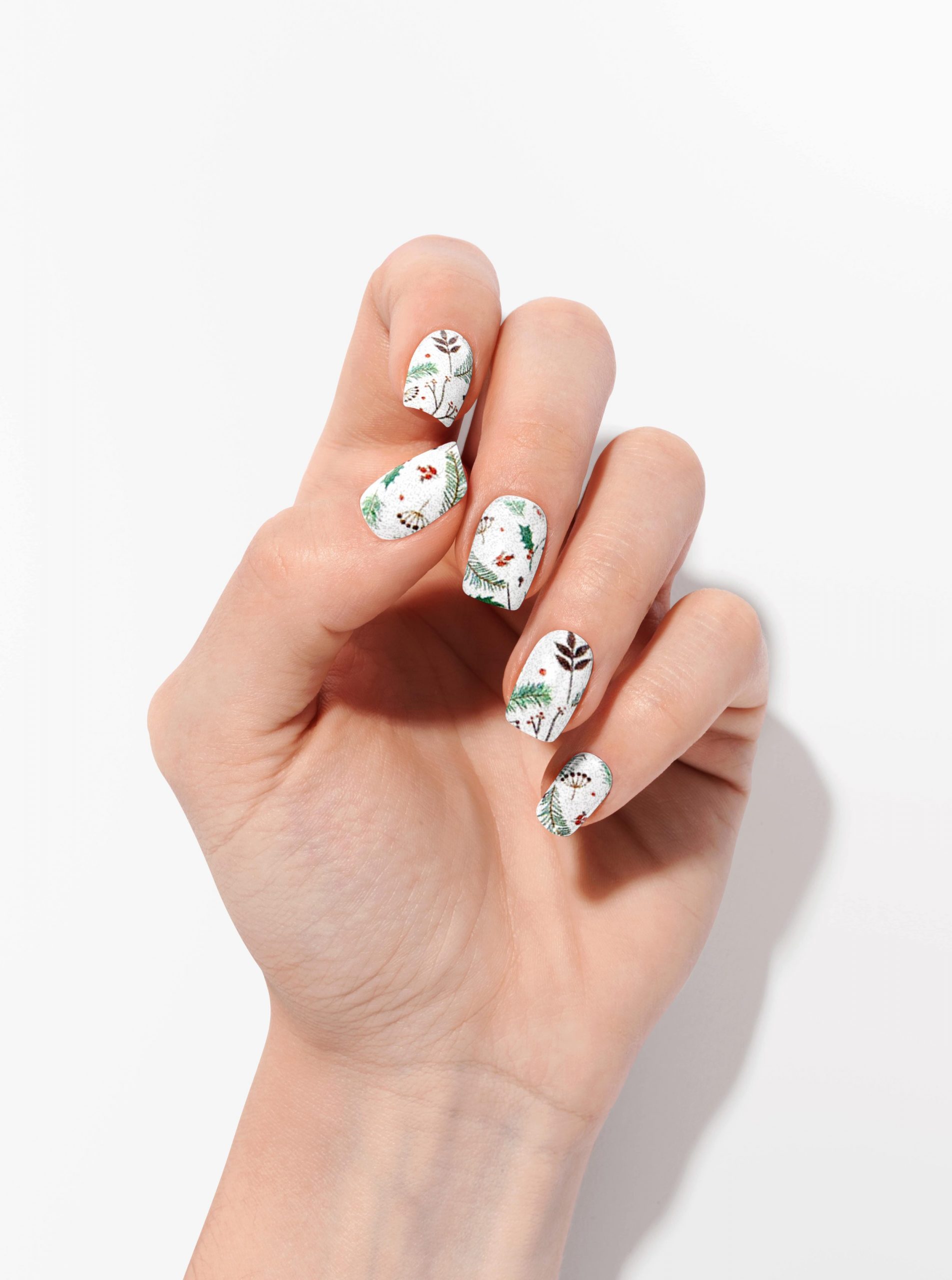 White Holly Berry Sticker Nails White Holly Berry Sticker Nails β Simple Winter Nails