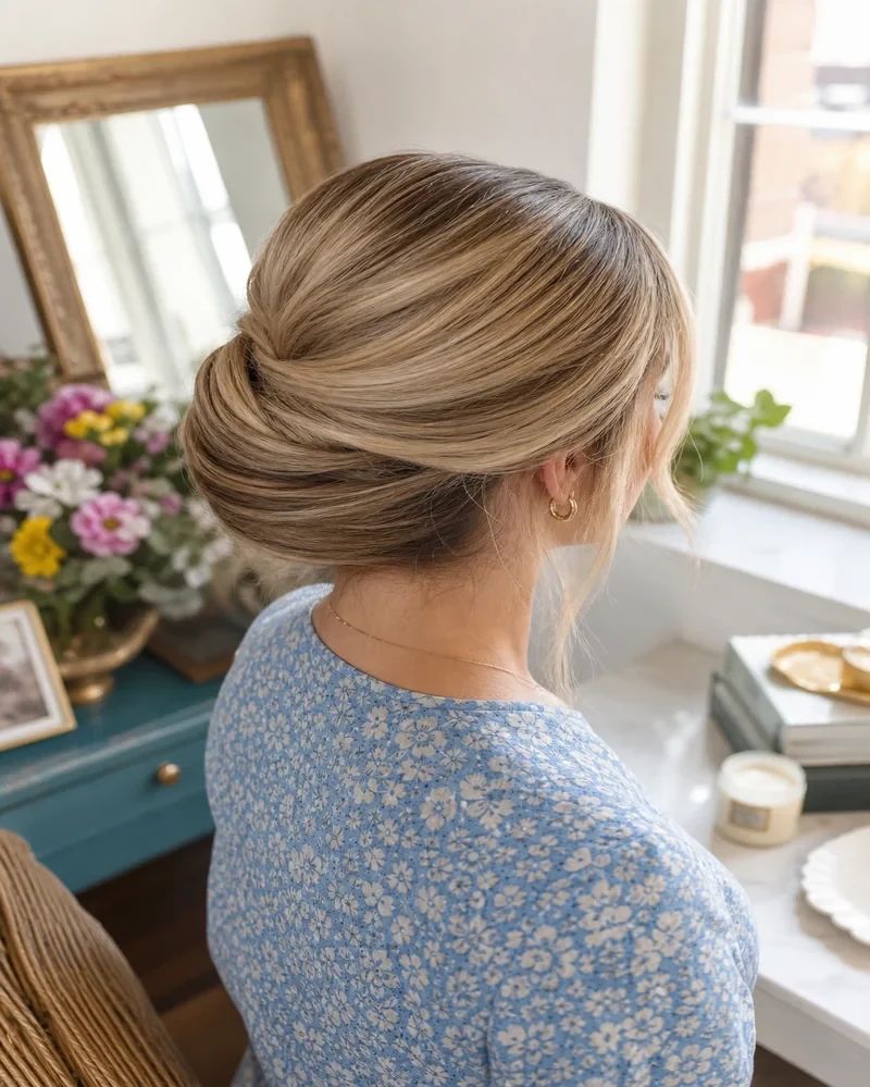 Smooth Blonde Low Chignon — Easy Winter Hairstyles