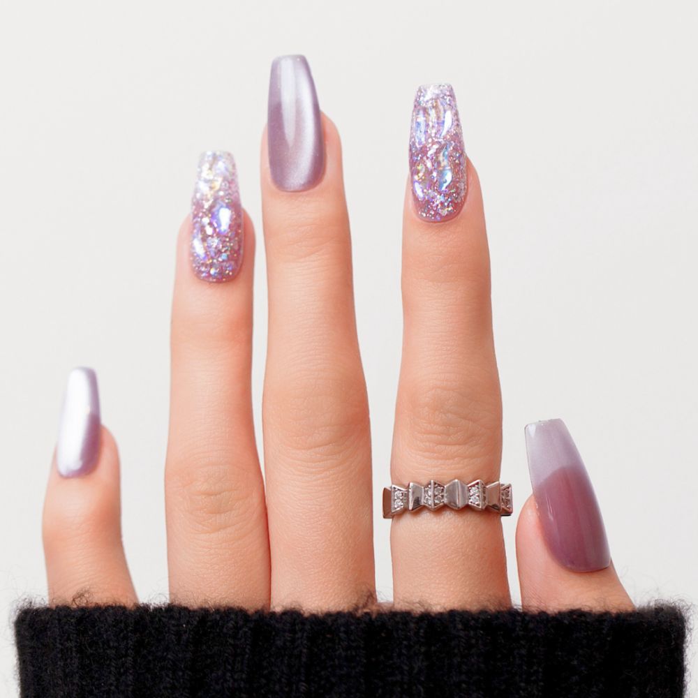 Deep Dark Plum Glossy Oval Nails — Winter Purple Nails