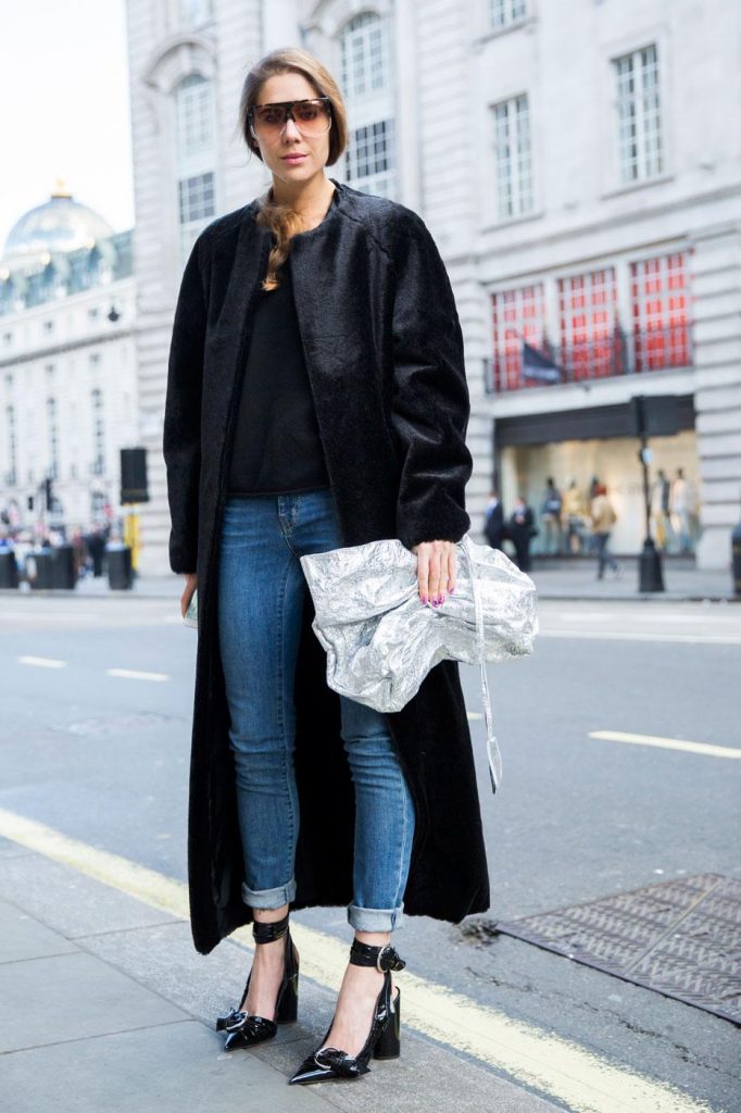 Oversized Textured Black Coat Elevates Denim Oversized Textured Black Coat Elevates Denim β London Winter Outfits